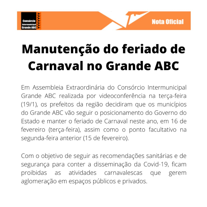 comunicado consorcioabc carnaval2021